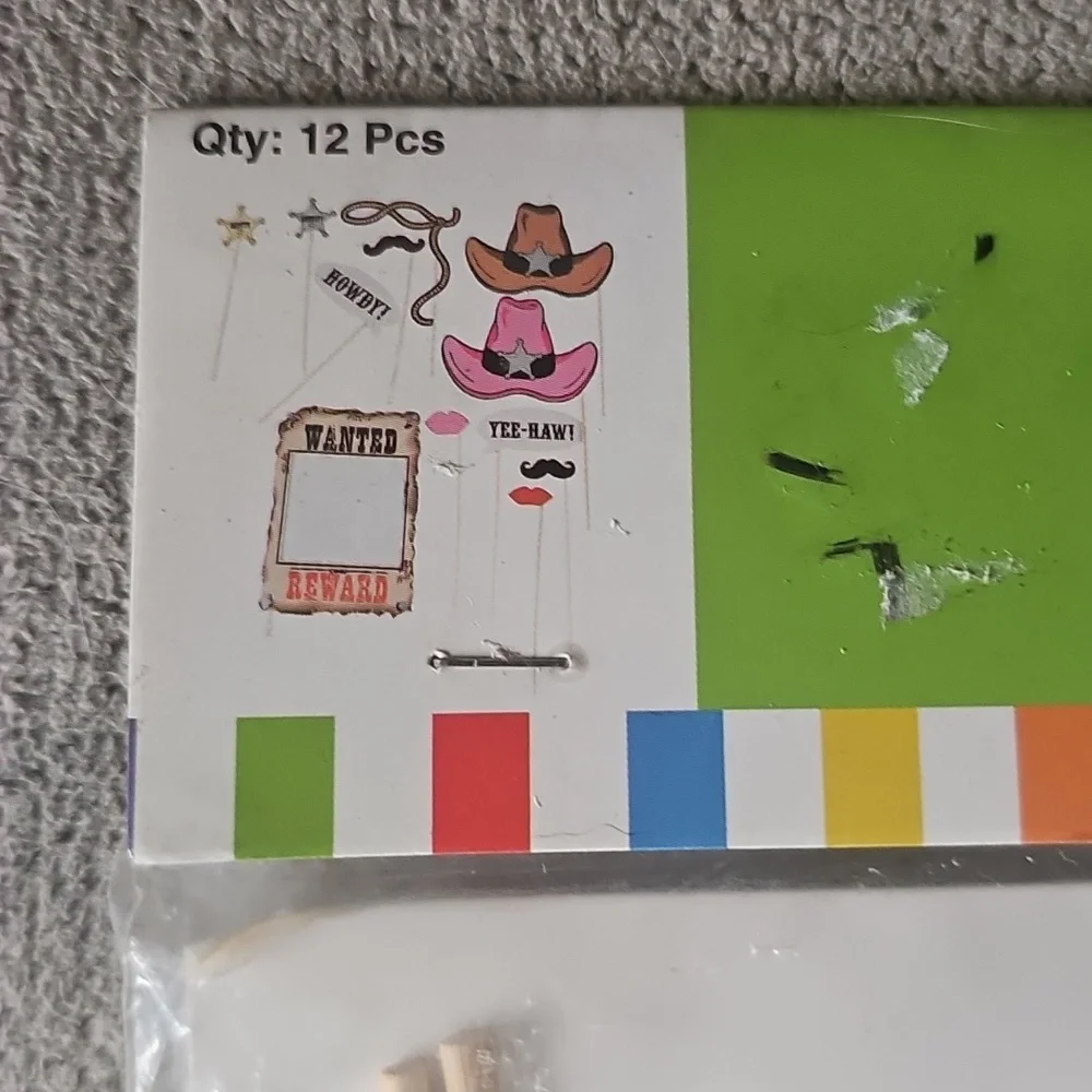 Cowboy Party Photo Booth Props Set - Pink and Gray Tote J
